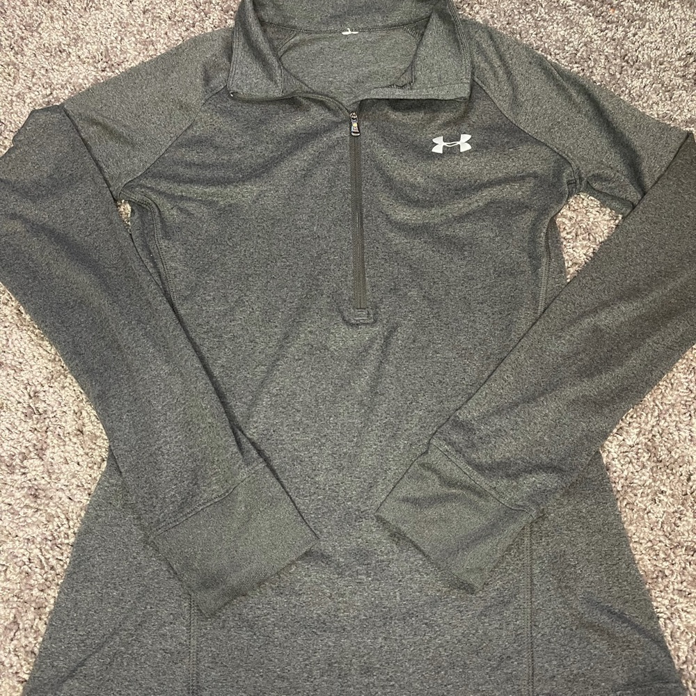 Grey Underarmour Long Sleeve Zip-up Workout Shirt